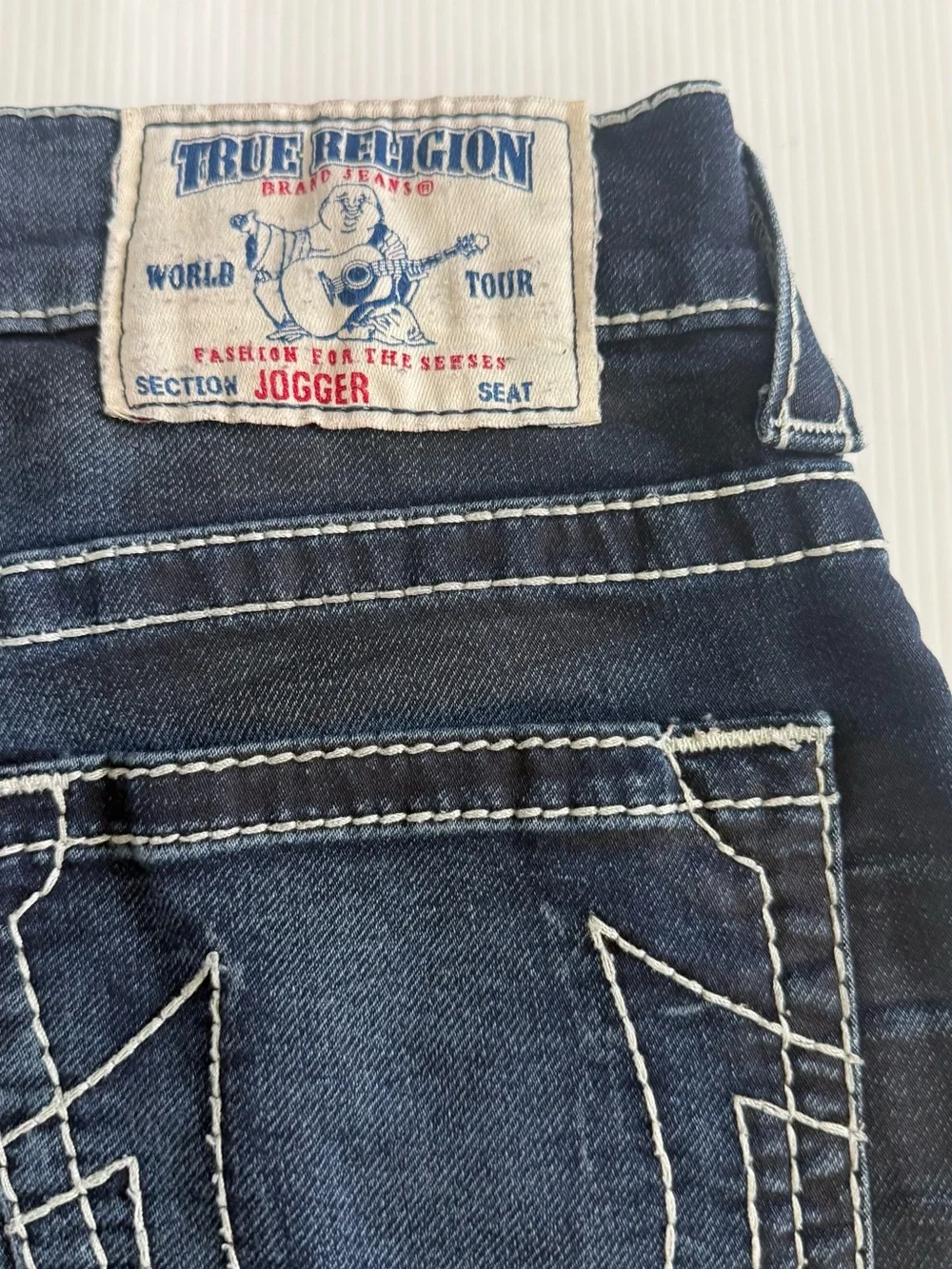 True Religion Big T Jogger Jeans Mens 30x30 Blue Streetwear Tapered Denim